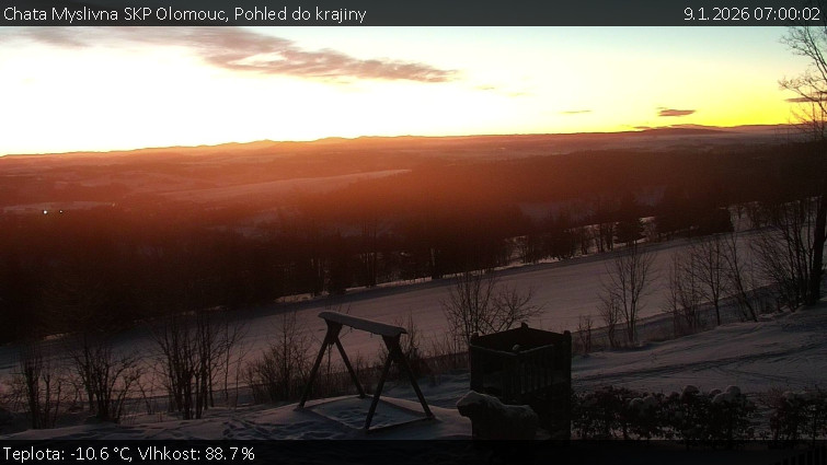 Chata Myslivna SKP Olomouc - Pohled do krajiny - 9.1.2026 v 07:00