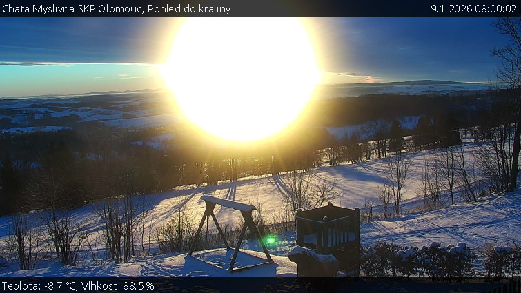 Chata Myslivna SKP Olomouc - Pohled do krajiny - 9.1.2026 v 08:00