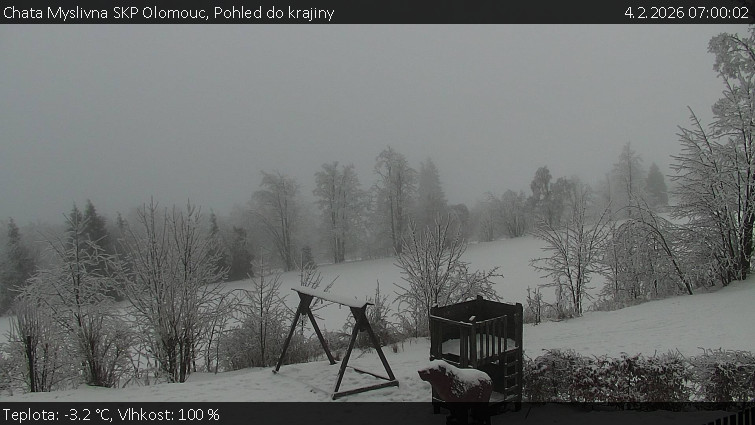 Chata Myslivna SKP Olomouc - Pohled do krajiny - 4.2.2026 v 07:00