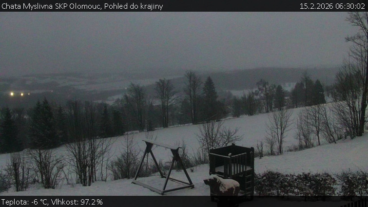 Chata Myslivna SKP Olomouc - Pohled do krajiny - 15.2.2026 v 06:30