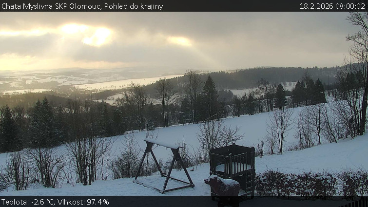 Chata Myslivna SKP Olomouc - Pohled do krajiny - 18.2.2026 v 08:00