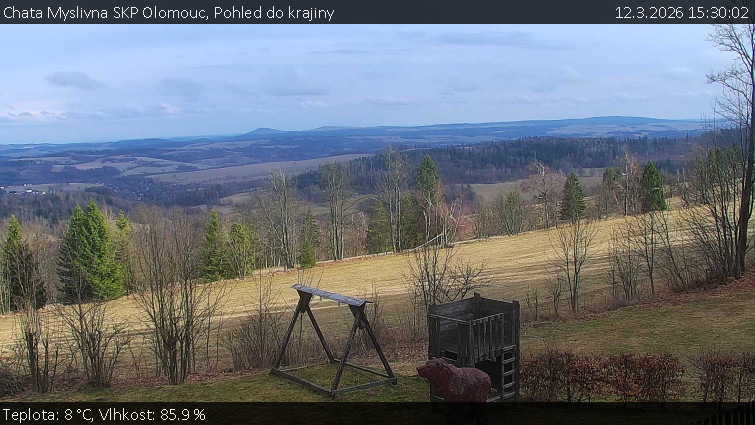 Chata Myslivna SKP Olomouc - Pohled do krajiny - 12.3.2026 v 15:30