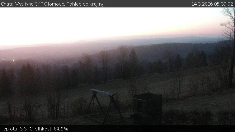 Chata Myslivna SKP Olomouc - Pohled do krajiny - 14.3.2026 v 05:30