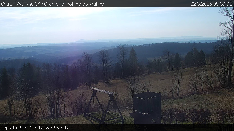 Chata Myslivna SKP Olomouc - Pohled do krajiny - 22.3.2026 v 08:30