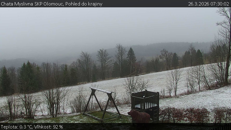 Chata Myslivna SKP Olomouc - Pohled do krajiny - 26.3.2026 v 07:30