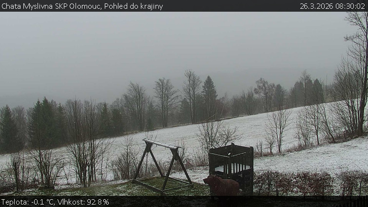 Chata Myslivna SKP Olomouc - Pohled do krajiny - 26.3.2026 v 08:30