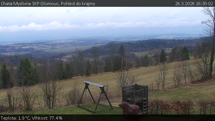 Chata Myslivna SKP Olomouc - Pohled do krajiny - 26.3.2026 v 16:30