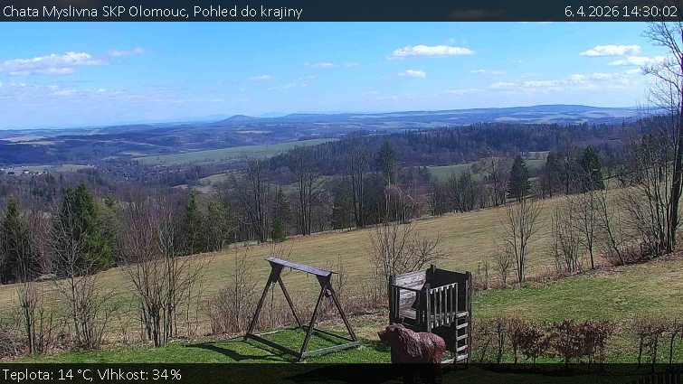 Chata Myslivna SKP Olomouc - Pohled do krajiny - 6.4.2026 v 14:30