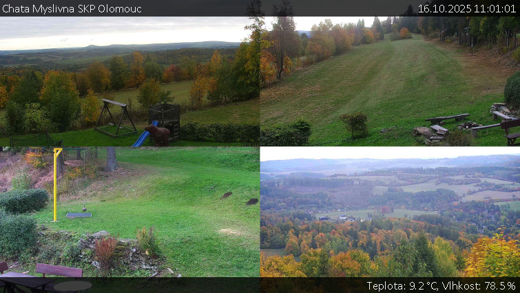 Chata Myslivna SKP Olomouc - Sdružený snímek okolí chaty Myslivna - 16.10.2025 v 11:01 Chata Myslivna SKP Olomouc - Sdružený snímek okolí chaty Myslivna - 16.10.2025 v 11:01