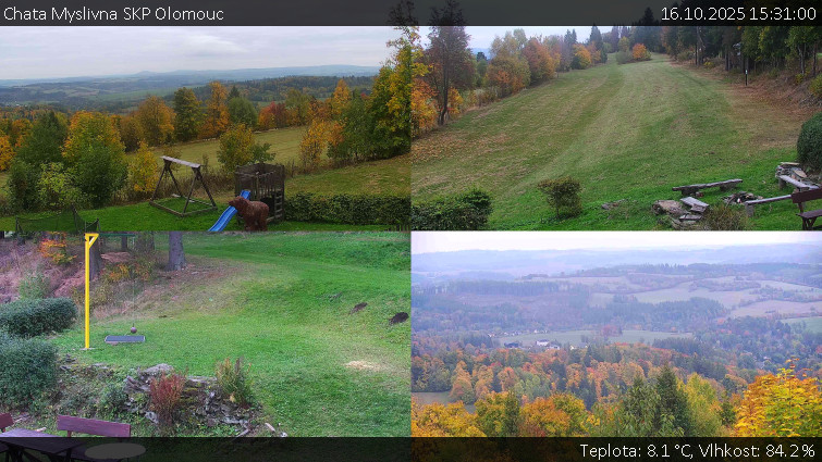 Chata Myslivna SKP Olomouc - Sdružený snímek okolí chaty Myslivna - 16.10.2025 v 15:31 Chata Myslivna SKP Olomouc - Sdružený snímek okolí chaty Myslivna - 16.10.2025 v 15:31