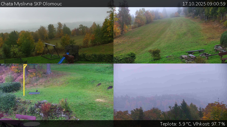 Chata Myslivna SKP Olomouc - Sdružený snímek okolí chaty Myslivna - 17.10.2025 v 09:00 Chata Myslivna SKP Olomouc - Sdružený snímek okolí chaty Myslivna - 17.10.2025 v 09:00