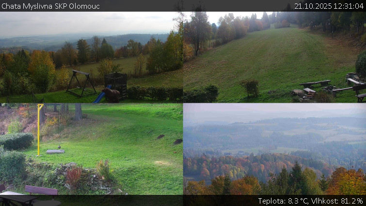 Chata Myslivna SKP Olomouc - Sdružený snímek okolí chaty Myslivna - 21.10.2025 v 12:31 Chata Myslivna SKP Olomouc - Sdružený snímek okolí chaty Myslivna - 21.10.2025 v 12:31