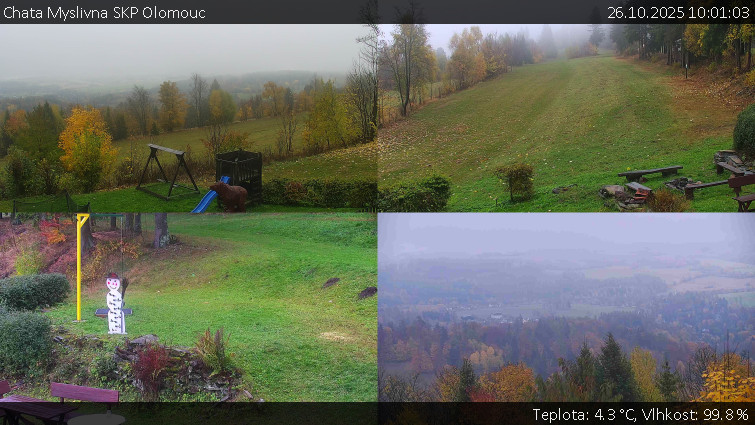 Chata Myslivna SKP Olomouc - Sdružený snímek okolí chaty Myslivna - 26.10.2025 v 10:01 Chata Myslivna SKP Olomouc - Sdružený snímek okolí chaty Myslivna - 26.10.2025 v 10:01