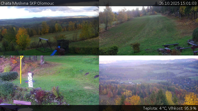 Chata Myslivna SKP Olomouc - Sdružený snímek okolí chaty Myslivna - 26.10.2025 v 15:01 Chata Myslivna SKP Olomouc - Sdružený snímek okolí chaty Myslivna - 26.10.2025 v 15:01