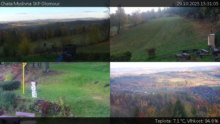 Chata Myslivna SKP Olomouc - Sdružený snímek okolí chaty Myslivna - 29.10.2025 v 15:31 Chata Myslivna SKP Olomouc - Sdružený snímek okolí chaty Myslivna - 29.10.2025 v 15:31