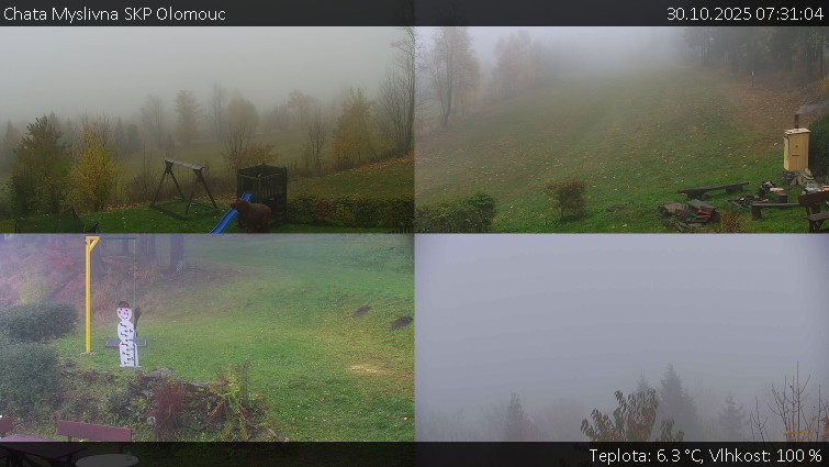Chata Myslivna SKP Olomouc - Sdružený snímek okolí chaty Myslivna - 30.10.2025 v 07:31