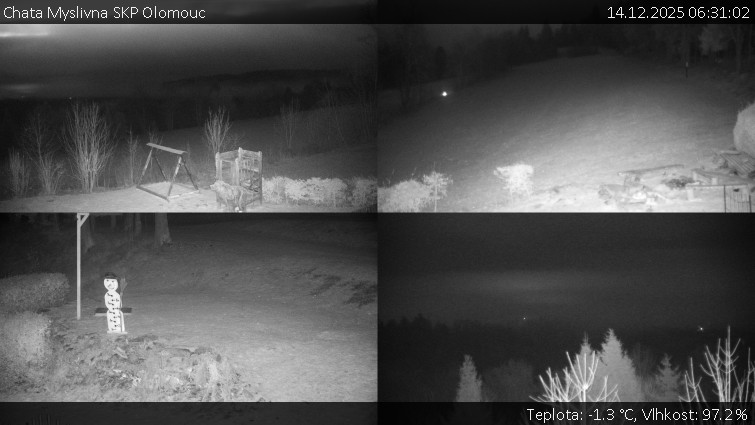 Chata Myslivna SKP Olomouc - Sdružený snímek okolí chaty Myslivna - 14.12.2025 v 06:31