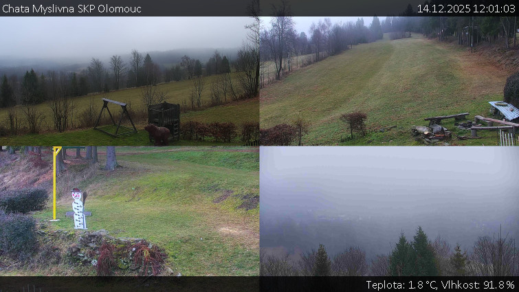 Chata Myslivna SKP Olomouc - Sdružený snímek okolí chaty Myslivna - 14.12.2025 v 12:01