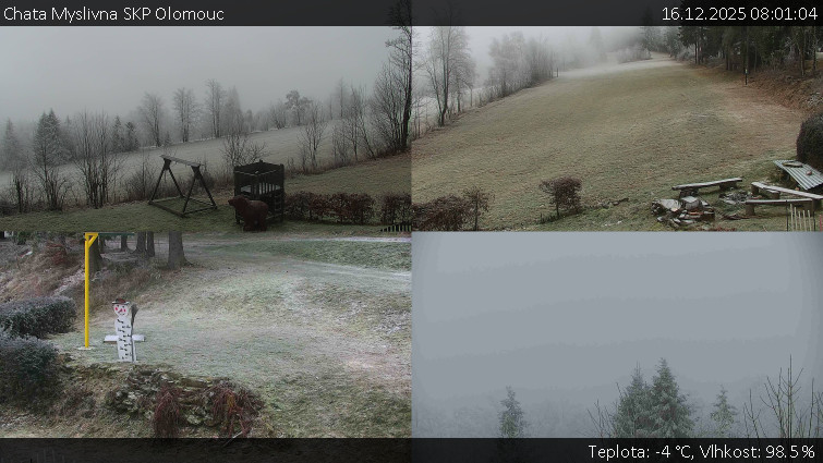 Chata Myslivna SKP Olomouc - Sdružený snímek okolí chaty Myslivna - 16.12.2025 v 08:01