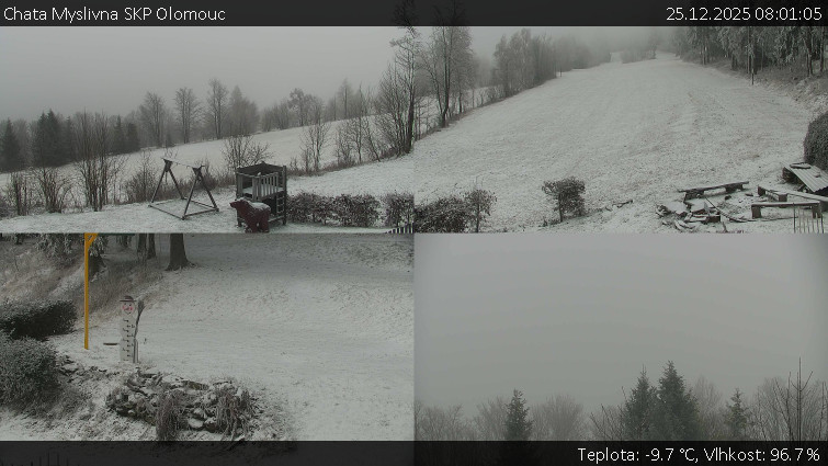 Chata Myslivna SKP Olomouc - Sdružený snímek okolí chaty Myslivna - 25.12.2025 v 08:01