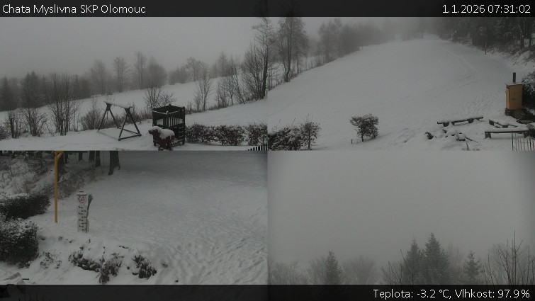 Chata Myslivna SKP Olomouc - Sdružený snímek okolí chaty Myslivna - 1.1.2026 v 07:31