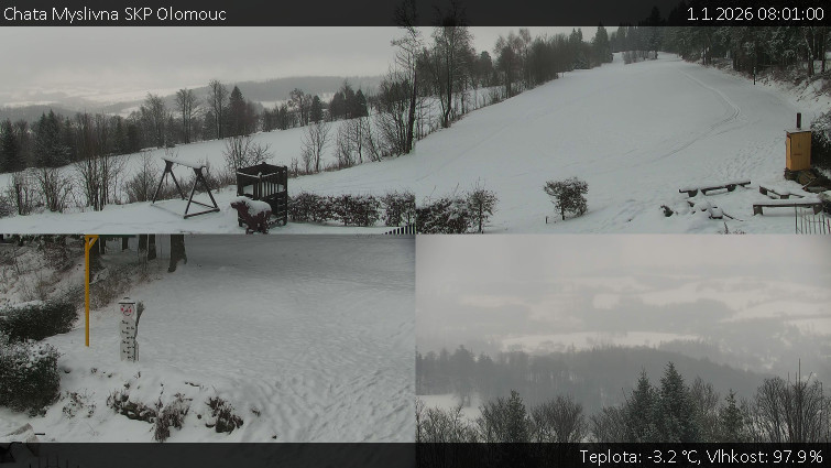 Chata Myslivna SKP Olomouc - Sdružený snímek okolí chaty Myslivna - 1.1.2026 v 08:01