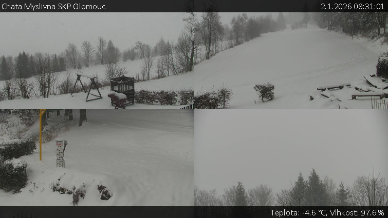 Chata Myslivna SKP Olomouc - Sdružený snímek okolí chaty Myslivna - 2.1.2026 v 08:31