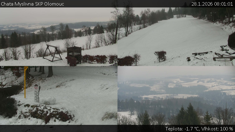 Chata Myslivna SKP Olomouc - Sdružený snímek okolí chaty Myslivna - 28.1.2026 v 08:01
