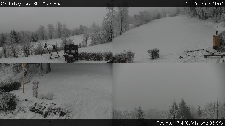 Chata Myslivna SKP Olomouc - Sdružený snímek okolí chaty Myslivna - 2.2.2026 v 07:01