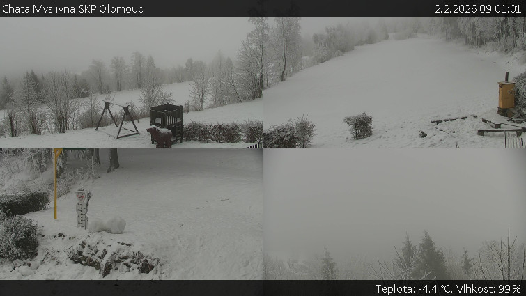 Chata Myslivna SKP Olomouc - Sdružený snímek okolí chaty Myslivna - 2.2.2026 v 09:01