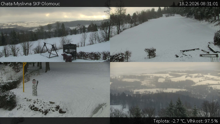 Chata Myslivna SKP Olomouc - Sdružený snímek okolí chaty Myslivna - 18.2.2026 v 08:31