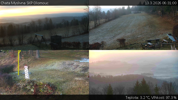 Chata Myslivna SKP Olomouc - Sdružený snímek okolí chaty Myslivna - 13.3.2026 v 06:31