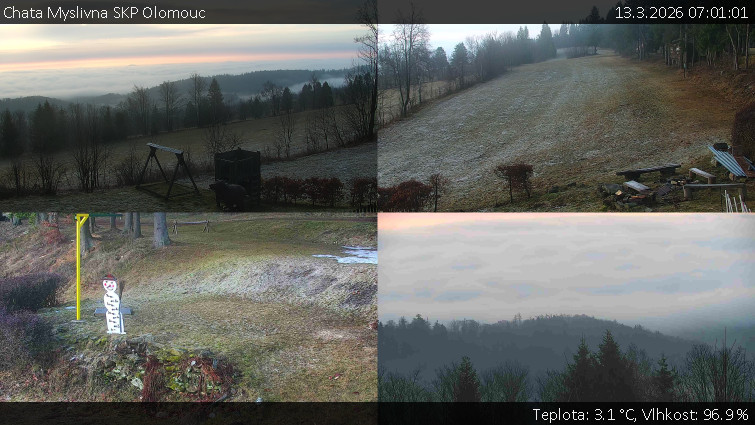 Chata Myslivna SKP Olomouc - Sdružený snímek okolí chaty Myslivna - 13.3.2026 v 07:01