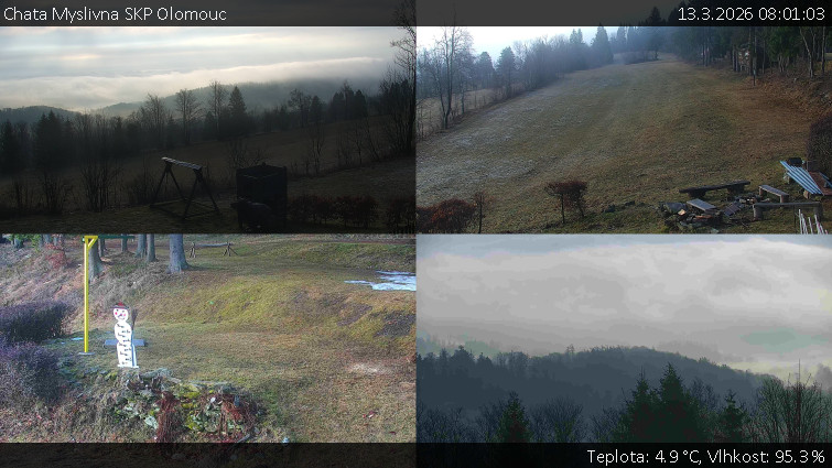 Chata Myslivna SKP Olomouc - Sdružený snímek okolí chaty Myslivna - 13.3.2026 v 08:01