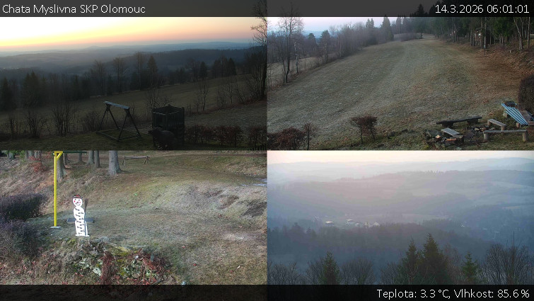 Chata Myslivna SKP Olomouc - Sdružený snímek okolí chaty Myslivna - 14.3.2026 v 06:01