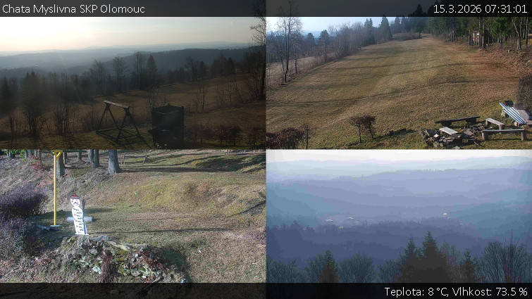 Chata Myslivna SKP Olomouc - Sdružený snímek okolí chaty Myslivna - 15.3.2026 v 07:31