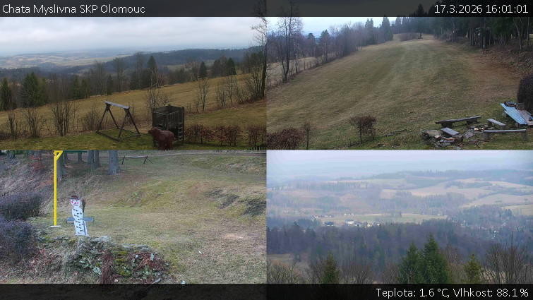 Chata Myslivna SKP Olomouc - Sdružený snímek okolí chaty Myslivna - 17.3.2026 v 16:01