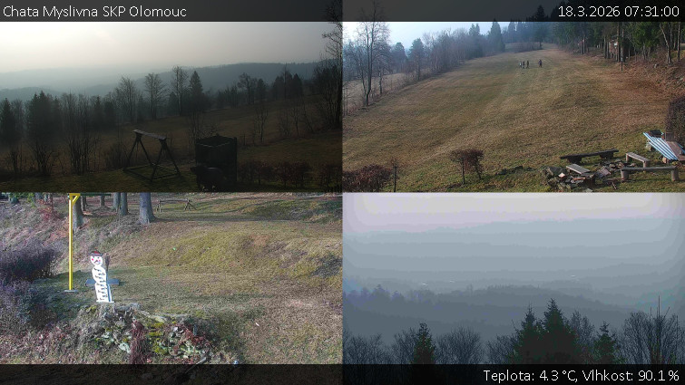 Chata Myslivna SKP Olomouc - Sdružený snímek okolí chaty Myslivna - 18.3.2026 v 07:31
