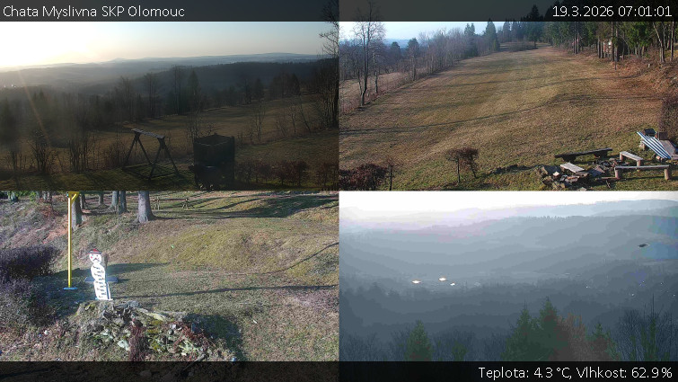 Chata Myslivna SKP Olomouc - Sdružený snímek okolí chaty Myslivna - 19.3.2026 v 07:01
