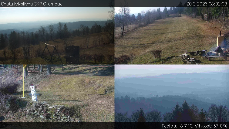 Chata Myslivna SKP Olomouc - Sdružený snímek okolí chaty Myslivna - 20.3.2026 v 08:01
