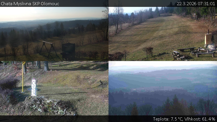 Chata Myslivna SKP Olomouc - Sdružený snímek okolí chaty Myslivna - 22.3.2026 v 07:31