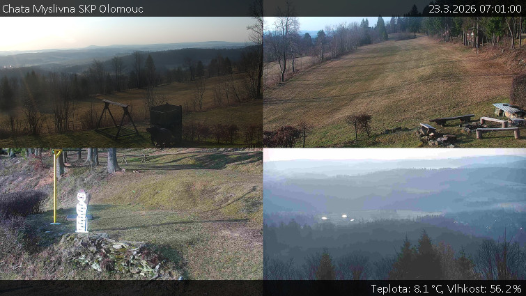 Chata Myslivna SKP Olomouc - Sdružený snímek okolí chaty Myslivna - 23.3.2026 v 07:01