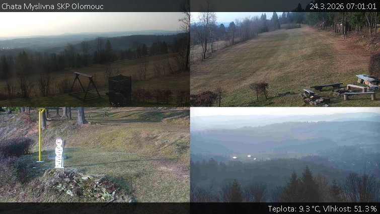 Chata Myslivna SKP Olomouc - Sdružený snímek okolí chaty Myslivna - 24.3.2026 v 07:01