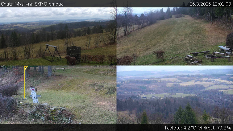 Chata Myslivna SKP Olomouc - Sdružený snímek okolí chaty Myslivna - 26.3.2026 v 12:01