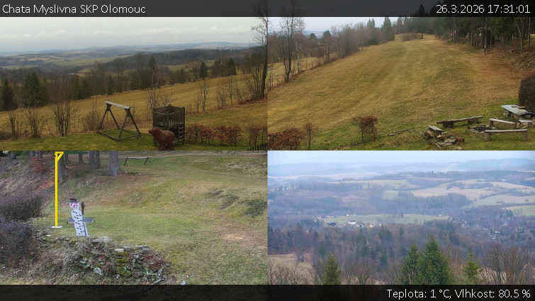 Chata Myslivna SKP Olomouc - Sdružený snímek okolí chaty Myslivna - 26.3.2026 v 17:31