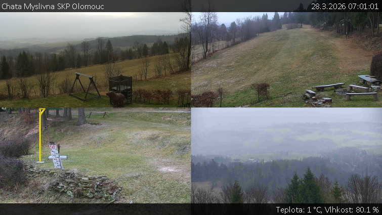 Chata Myslivna SKP Olomouc - Sdružený snímek okolí chaty Myslivna - 28.3.2026 v 07:01