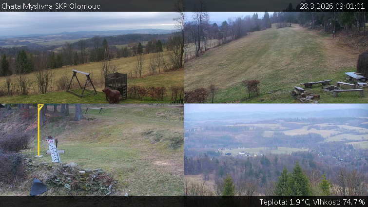 Chata Myslivna SKP Olomouc - Sdružený snímek okolí chaty Myslivna - 28.3.2026 v 09:01