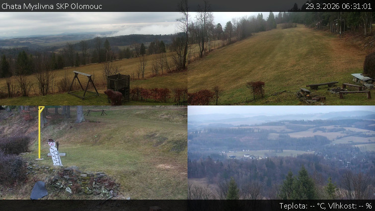 Chata Myslivna SKP Olomouc - Sdružený snímek okolí chaty Myslivna - 29.3.2026 v 06:31