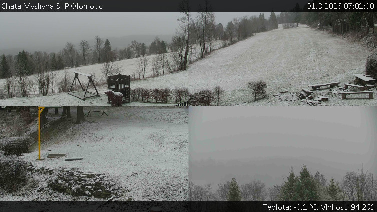 Chata Myslivna SKP Olomouc - Sdružený snímek okolí chaty Myslivna - 31.3.2026 v 07:01