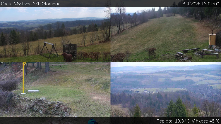 Chata Myslivna SKP Olomouc - Sdružený snímek okolí chaty Myslivna - 3.4.2026 v 13:01